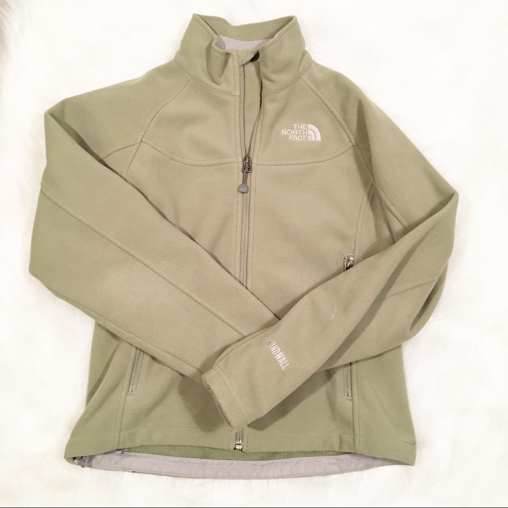 North Face green fleece zip up jackets size small